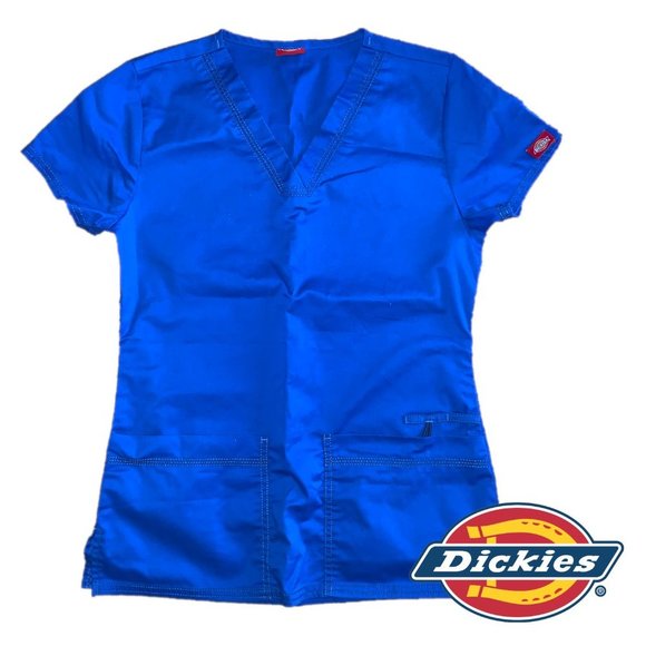 🍃2/$20🍃Dickies Women's Gen Flex V-Neck Scrub Top, Royal Blue, XXS - Picture 2 of 12